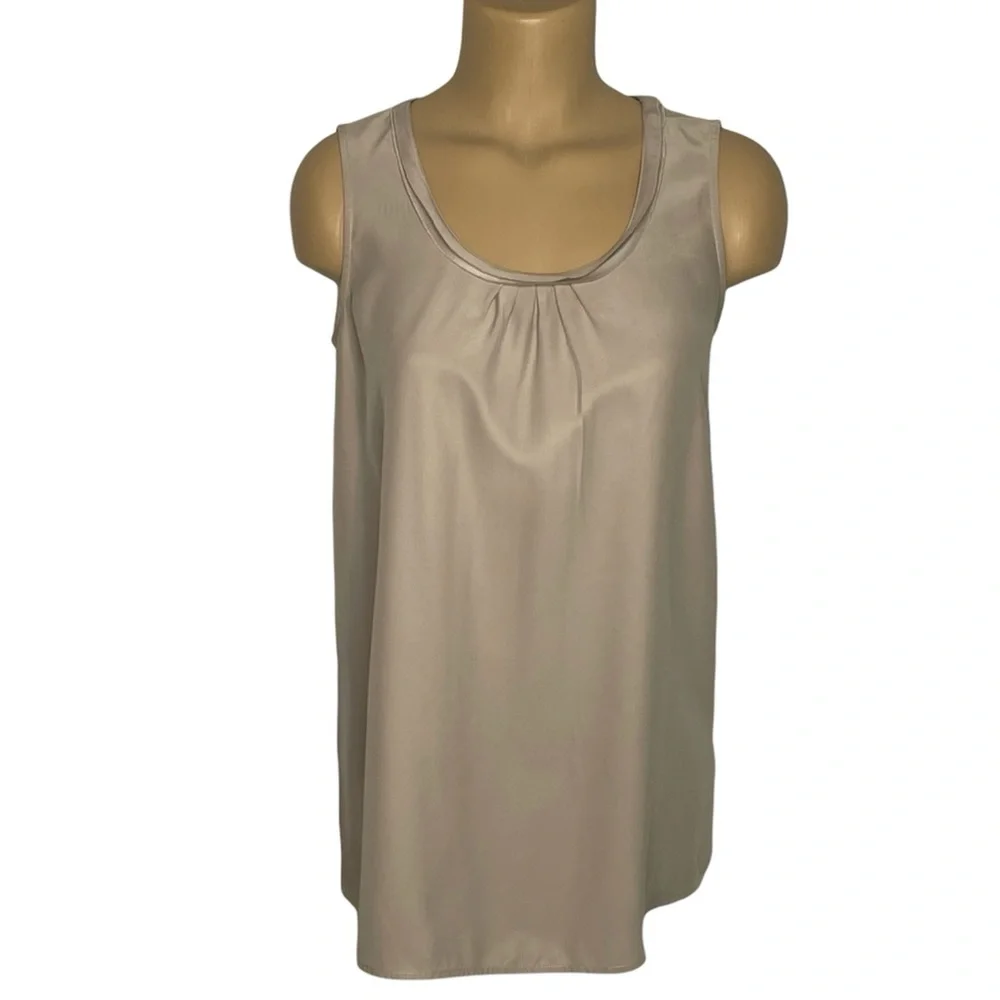 J. JILL Silk Blouse Top Taupe Sleeveless Size XS